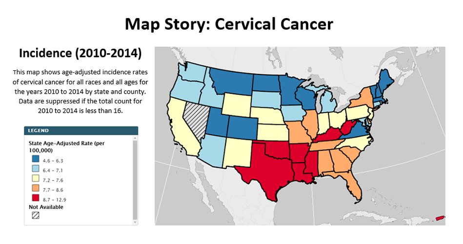 Check out our map story on #CervicalCancer incidence, mortality, and screening by state: go.usa.gov/xndaw #GynCSM