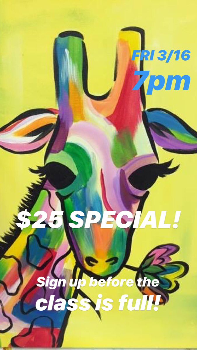 Don’t miss our crowd favorite, “Mosaic Giraffe!”. Special $25 online special. Ticket details: bit.ly/2kj0Yc3.