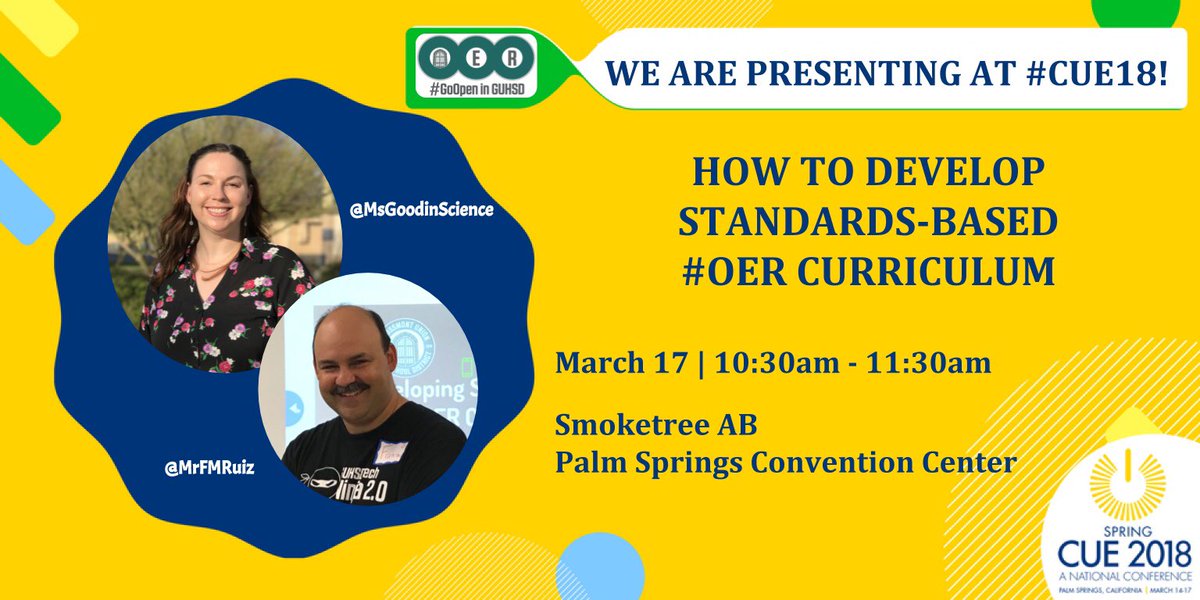MrFMRuiz's tweet photo. Come join us. Hope to see you there!

@MsGoodinScience @cueinc @SanDiego_CUE #guhsdoer #guhsdtech #sdcueatcue #oer #CUE18 #yearofopen #GoOpen https://t.co/pXmCnzWtvC