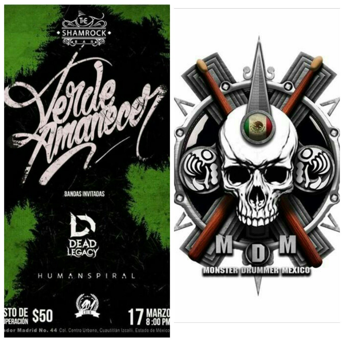 Recuerden que estaremos el próximo sábado 17 de marzo en The Shamrock Izcalli junto a <a href="/verdeamanecer0/">verdeamanecer</a> y Human spiral. También estarán nuestros hermanos de Monster Drummer México para realizar un vídeo! Alla nos vemos! WE ARE DEAD LEGACY! #deadlegacymx #monsterdrummermexico