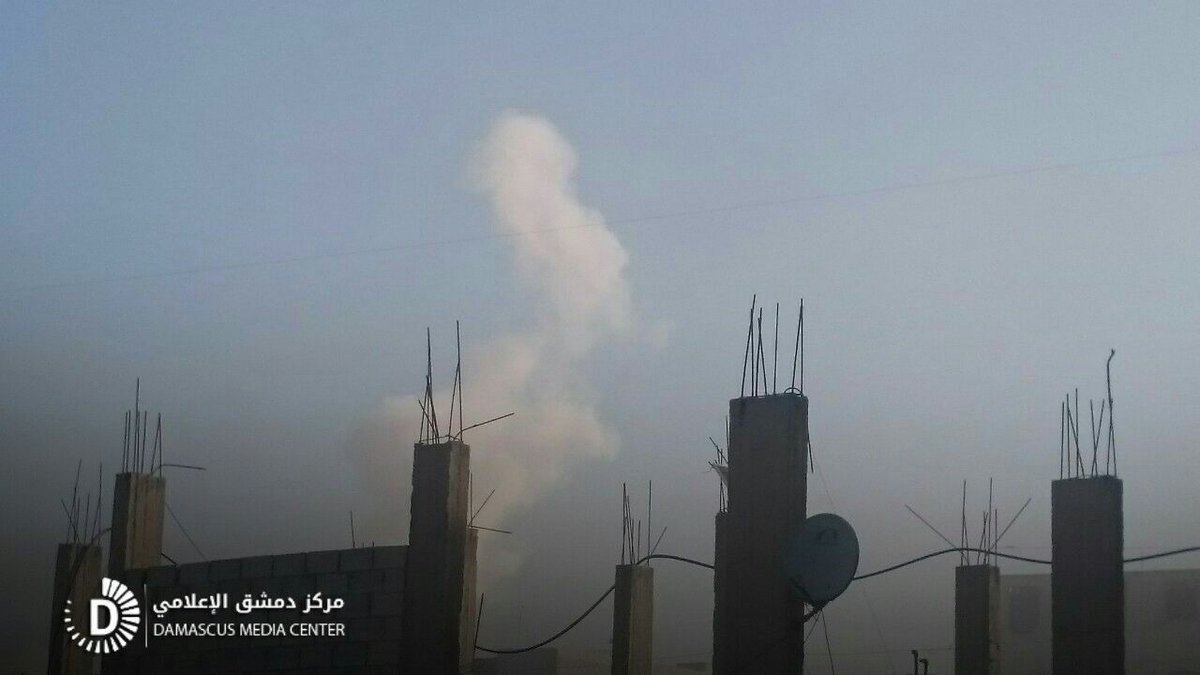 #Eastern_Ghouta Smoke columns arise as a result of targeting the residential neighborhoods by the warplanes missiles in the town of #Hazeh . #Photography : Bilal Abo Mohammed #Damascus_Media_Centre