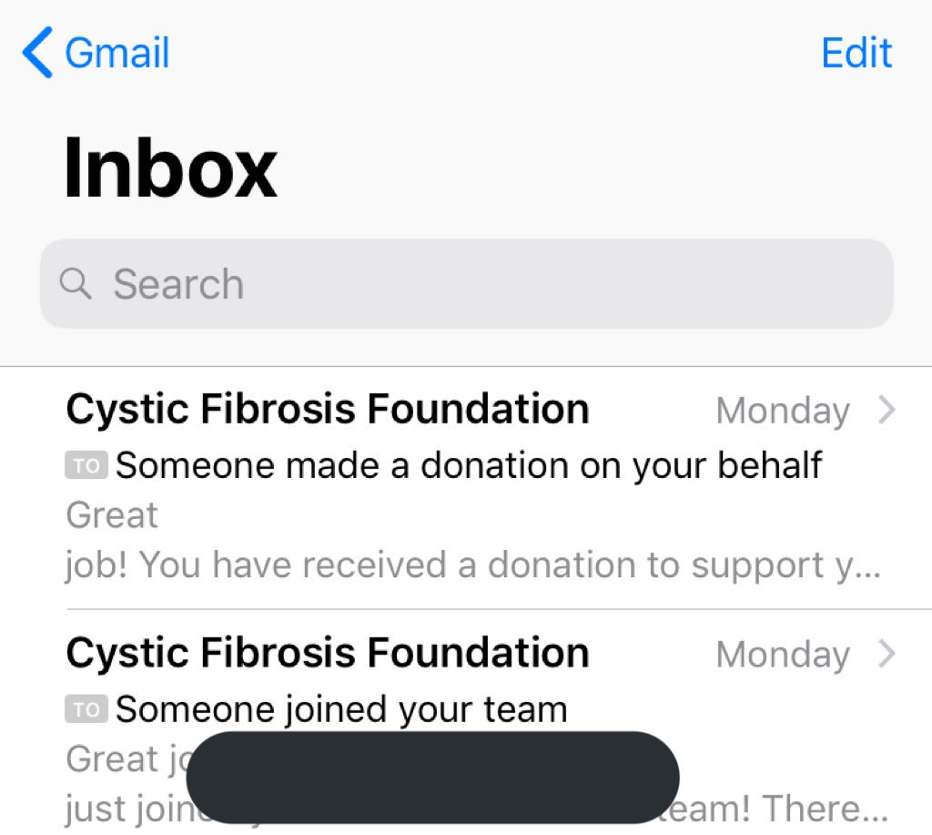 Sixty5RosesNole's tweet photo. These are my favorite kind of emails now days! Please keep them coming tweeps and help us fight Cystic Fibrosis! https://t.co/wZKNtvpz9y #BradleysBattleBuddies #GreatStrides2018 #FightCF #OneDayCFWillStandForCureFound https://t.co/vbWhz1rmVB