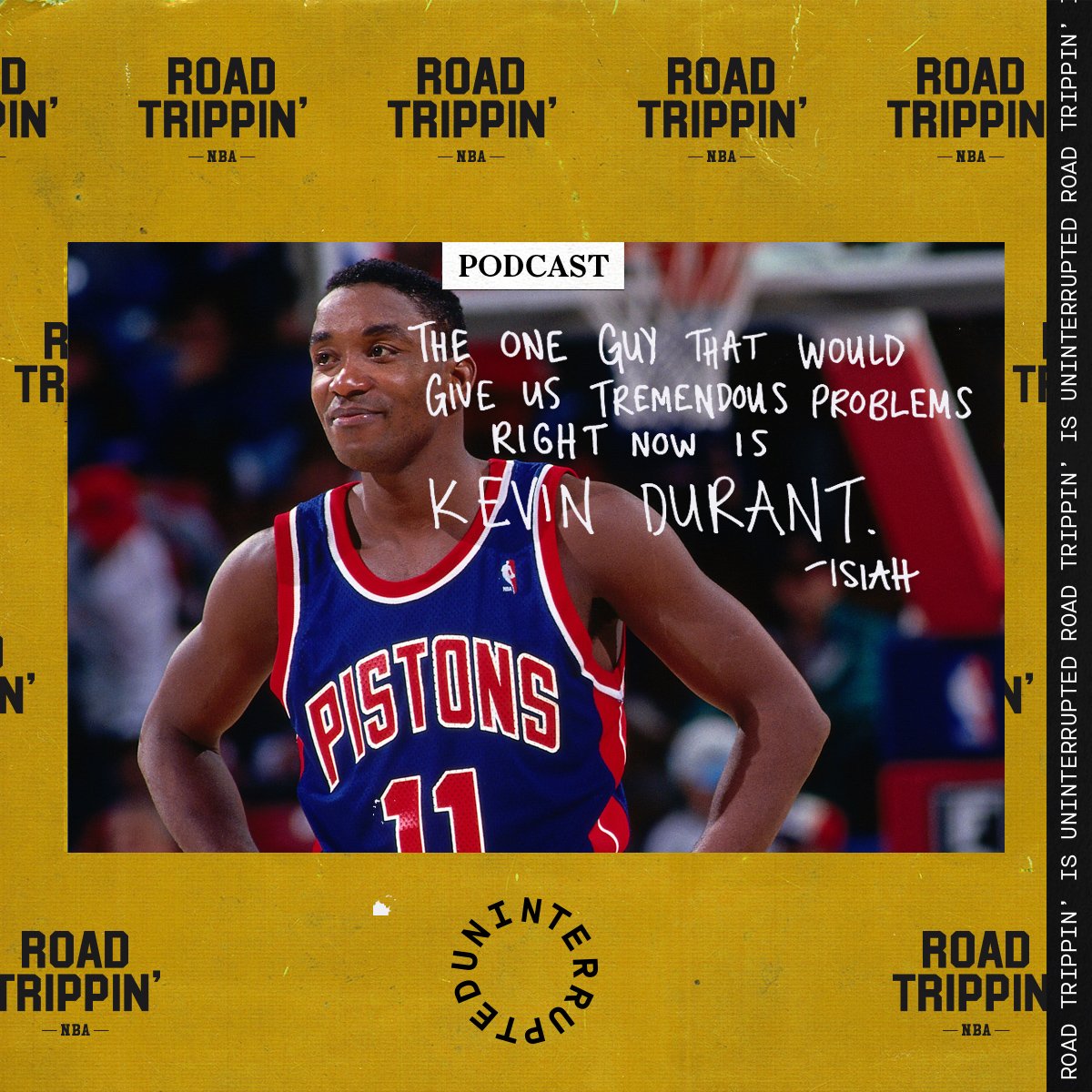 The one guy that would give the Bad Boys problems today? @IsiahThomas says <a href="/KDTrey5/">Kevin Durant</a>! 🏀🎧🐐

EP 18 || Out now: apple.co/2A3bFG4