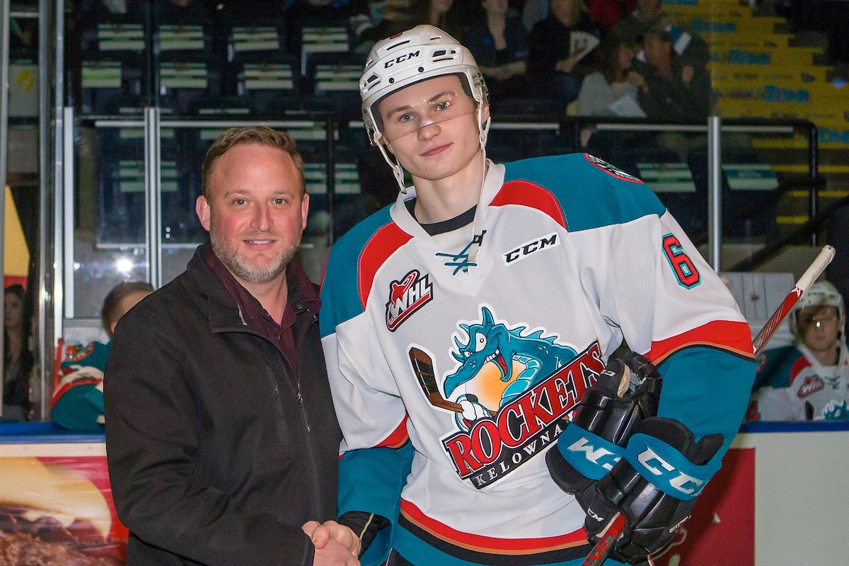 Kelowna_Rockets's tweet image. Congratulations to #6 Kaedan Korczak on being named the @AndresExperts player of the month! Korzy gets a $500 GC to Andre's! Enjoy! #FreeElectronics #Andres #POTM #Korzy 🎮🕹📺🚀