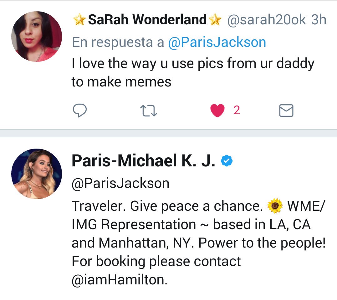 Sarah_ayala96's tweet photo. No voy a olvidar NUNCA la vez que @ParisJackson  contesto y dio like a mi tweet 😍 😲 😍 veo esto y me emocionó como esos días que ella me contesto https://t.co/7qFJ9DGFIu