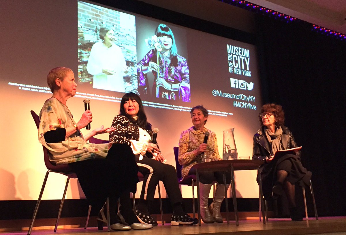fashion7thave's tweet photo. Amazing discussion tonight on 1960's fashion w/ designers Anna Sui 💜 Andrea Aranow.. Curator Phyllis Magidson n Fashion Historian Hazel Clark #ModNY #WomensHistoryMonth #NYC https://t.co/sRjRtFh38V