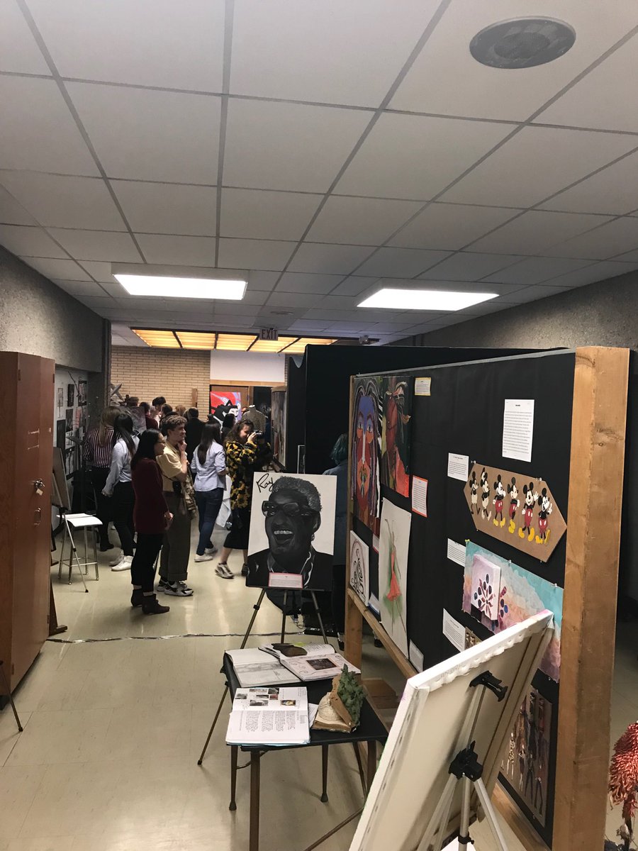 AinlayOffCampus's tweet photo. Student work on display at Ainlay’s Evening of the tARTS https://t.co/j53SxjHyB5