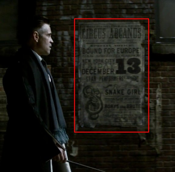 AFYDEMx's tweet photo. #FantasticBeasts || En la primera película de #AnimalesFantásticos, durante una escena, aparece un cartel sobre el circo "Arcanus", circo que aparecerá en la segunda película. https://t.co/jnr5m9Bvw2