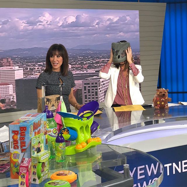 producerpam's tweet photo. Anchoring Eyewitness News at 3pm today: Coleen Sulliraptor. Thanks to @thetoyassoc for bringing all the fun new toys #toyfair #geniusofplay #anchorfun @abc7coleen @abc7jovana https://t.co/A9zgsaeOfY https://t.co/MB0O1bBLwN