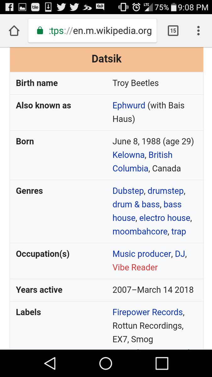 MrGoontastic's tweet photo. Lmao just screenshotted this from Datsik's wiki page.
listed occupation: Vibe reader...im done 😂😂😂😂 #DatsitforDatsik https://t.co/pFX9qbd95q