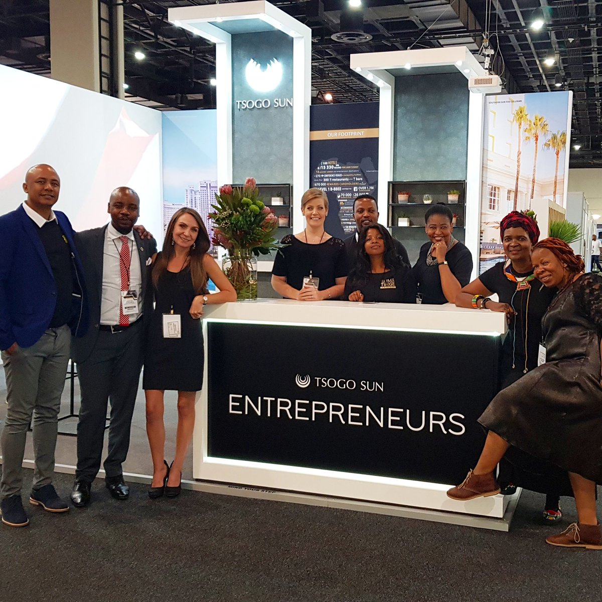 CandyTothill's tweet photo. The team is ready for the @ProudlySA #buylocalsummit2018 exhibition today. The @tsogosun #TsogoEntrepreneurs stand showcases 4 Tsogo Sun Entrepreneur of the Year Winners from 2014 to 2017 and their businesses, including current winner @HezronLouw of @sumtingfresh. Visit us! 🇿🇦 https://t.co/YbkFUs49TE