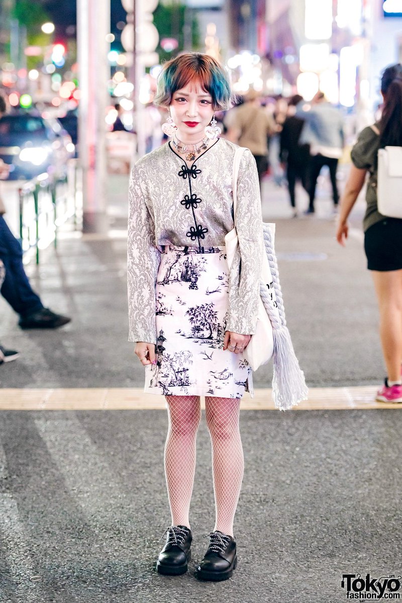 What__Fashion's tweet photo. Harajuku Girl w/ Colorful Hair, Floral Top, Print Skirt &amp; Room Boy Pony Bag https://t.co/DU51sCOvVJ https://t.co/tDBxFVBS95