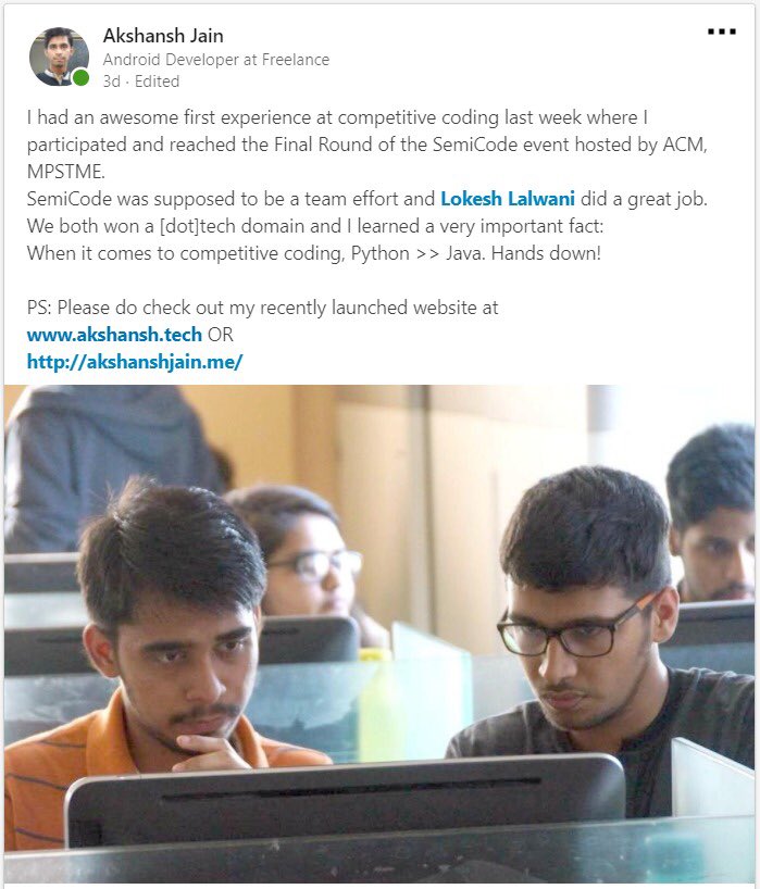 acm_mpstme's tweet photo. Throwback to the most challenging competition witnessed at MPSTME.

Semicode, indeed, is something we have people bragging about! 

#semicode #tbt #throwbackthursday #throwback #acm #acmmpstme #code #coders #coding #computing https://t.co/QVfvouspUf