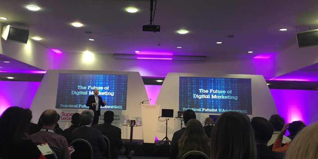 Brilliant keynote by <a href="/AndrewGrill/">The Actionable Futurist® Andrew Grill</a> feat. some great new tools to try. Key message was that you must ensure you’re disrupting before becoming disrupted by competitors in your industry 👍🏻@ebizclub #DGPConf18 #SuperfastLeics