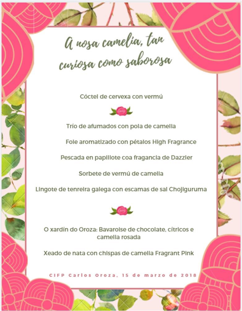 CarlosOrozaCIFP's tweet image. Hoxe, capitaneados por Iñaki Bretal de @oEirado poñemos un punto e seguido no #proxecto de #innovación educativa "A nosa camelia, tan curiosa como saborosa" cun xantar de camelia. Promete!!