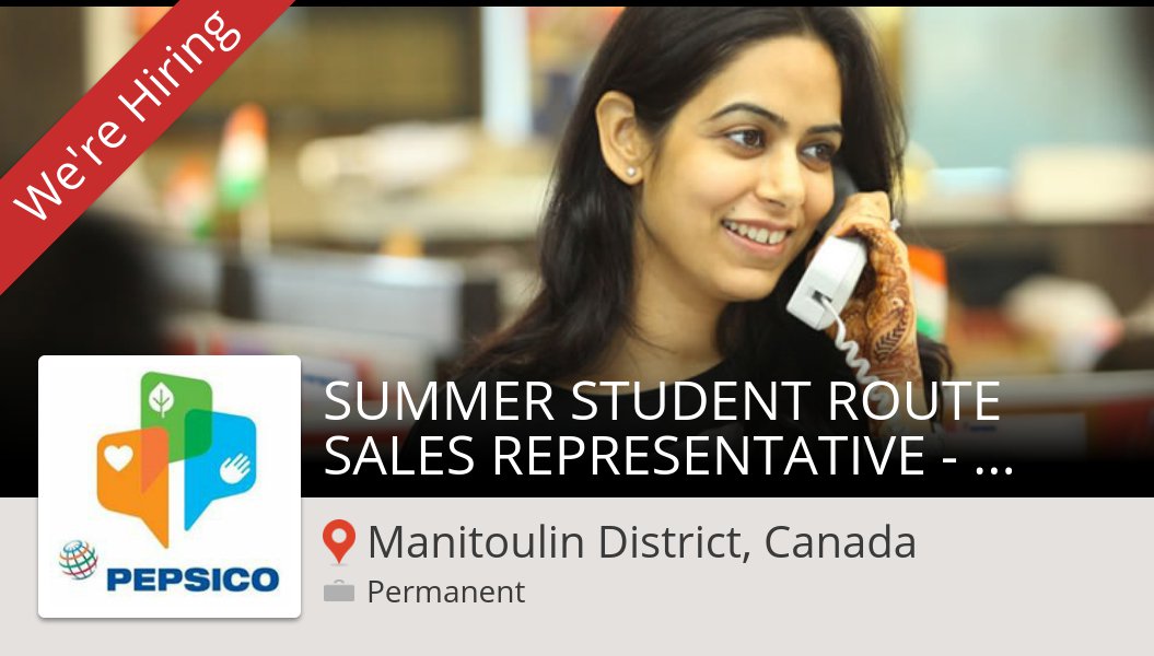 Hello_Jobs's tweet image. Check out this #job: #SUMMER STUDENT ROUTE #SALES REPRESENTATIVE - Espanola/Manitoulin at #PepsiCo (#ManitoulinDistrictCanada) workfor.us/pepsico/39kf4z1