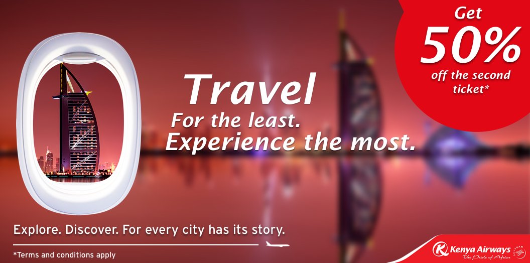 KenyaAirways's tweet photo. Let’s go on an adventure this Easter season and yes, you can bring your travel buddy with you at 50% off! Book now on https://t.co/5EaRTyXzIf until 30th March and travel on Domestic and select regional or International Destinations from 28th March to 10th April! #EasterwithKQ https://t.co/RY5agnQdxe