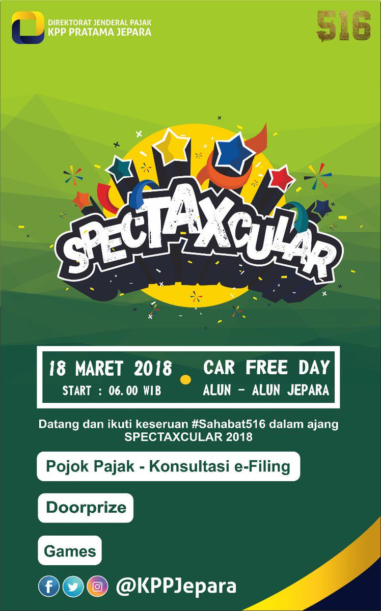 #Sahabat516 ❤️.............Ikutan Yuks....!!
- SpecTAXcular - di Car Free Day Minggu 18 Maret 2018  di Alun Alun Jepara
.
.
.
.
Ada Konsultasi Efiling juga nih....