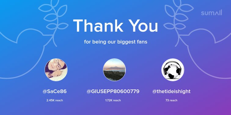 Our biggest fans this week: <a href="/SaCe86/">IHaveAdream</a>, <a href="/GIUSEPP80600779/">GIUSEPPE</a>, <a href="/thetideishight/">Allexander001</a>. Thank you! via sumall.com/thankyou?utm_s…