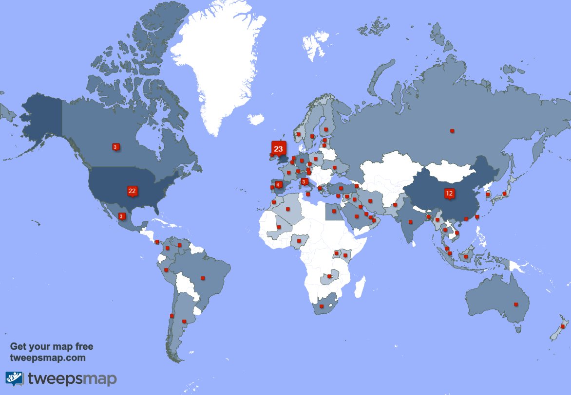 My followers live in UK. (23%), USA(21%)... Get your map: tweepsmap.com/!misiahoists