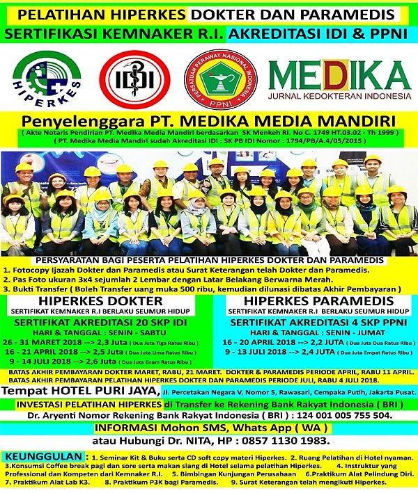 Jadwal Pelatihan hiperkes dokter  dan paramedis, #hiperkes #dokter #perawat #pelatihan kesehatan #bidan #perawat perusahaan