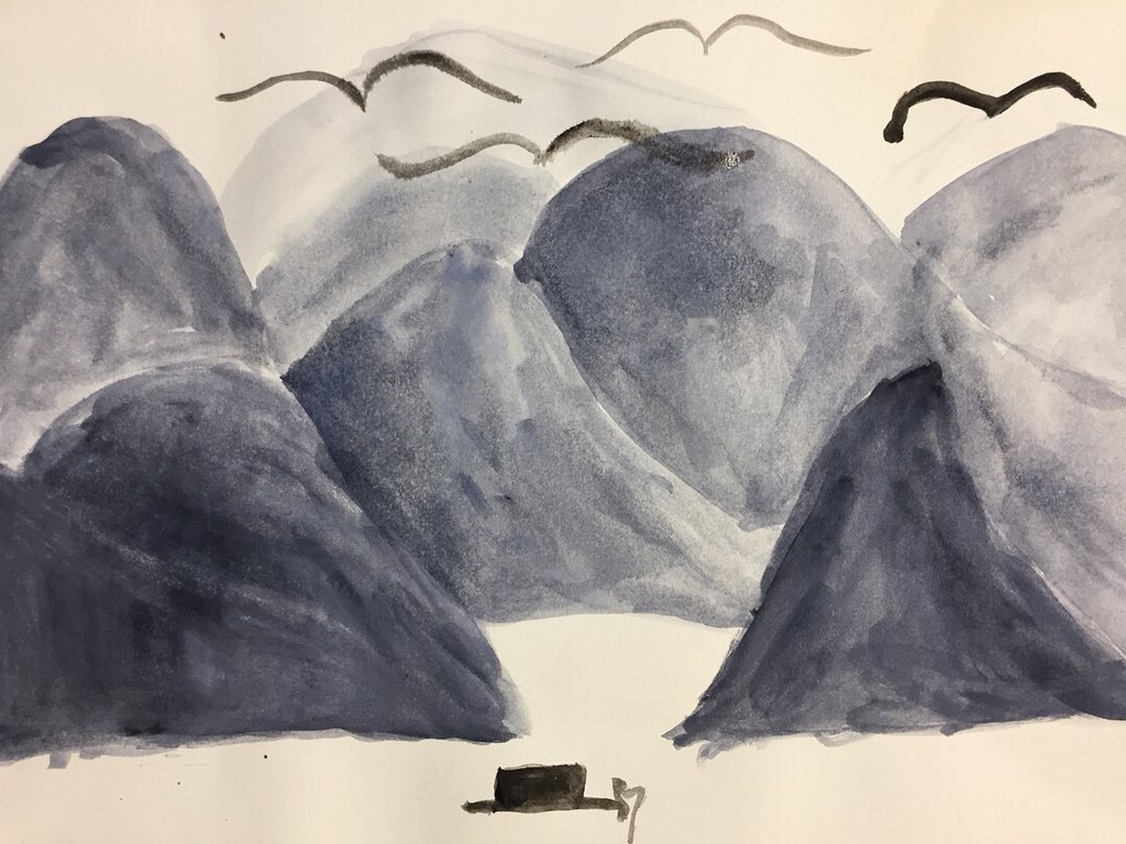 vw_artspace's tweet photo. Year 5 continue their Beyond the Great Wall inquiry, creating landscapes to show depth of field using variations in value. #tonalvalue #liquidwatercolour #artsed #ancientchina #artsintegration https://t.co/yW0Urhzixh