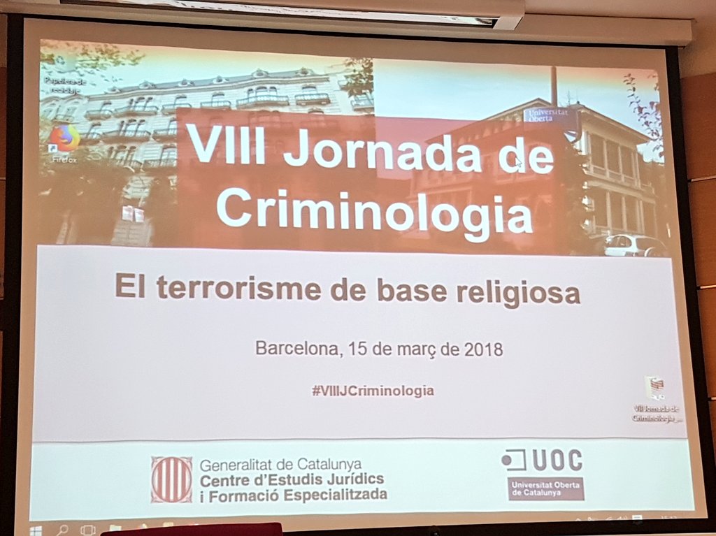 Bon día, Barcrlona. Buenos días, Barcelona. 
Esta mañana participo en la Jornada #VIIIJCriminologia presentando estudios y reflexiones <a href="/rielcano/">Real Instituto Elcano</a> 
realinstitutoelcano.org/wps/portal/rie…