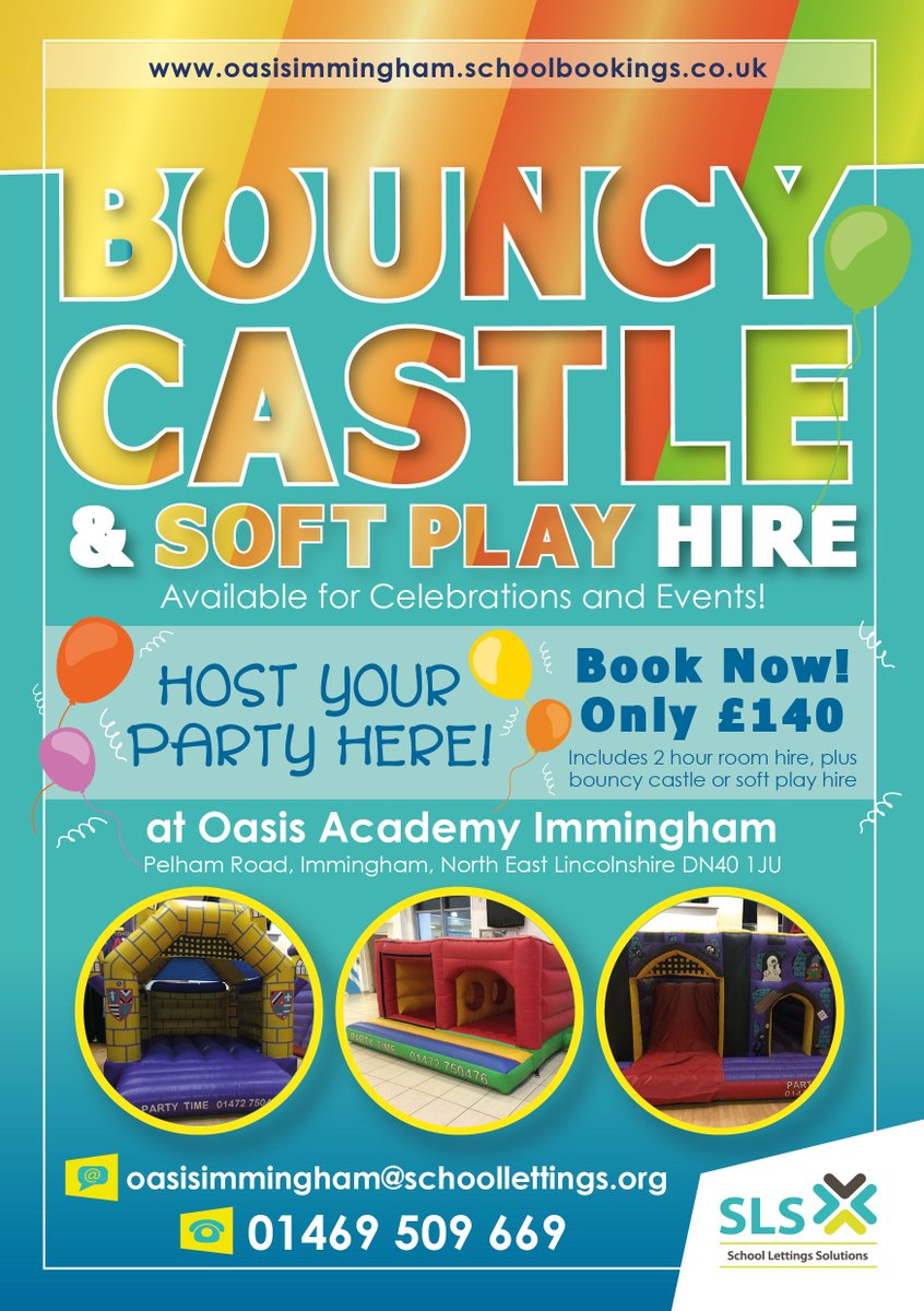 We have great facilities to hold kids parties including bouncy castles.
We do all the hard work while you enjoy and play.
For more info please take a look at our website;
oasisimmingham.schoolbookings.co.uk
#hasslefree #painfree #party #bounceandplay