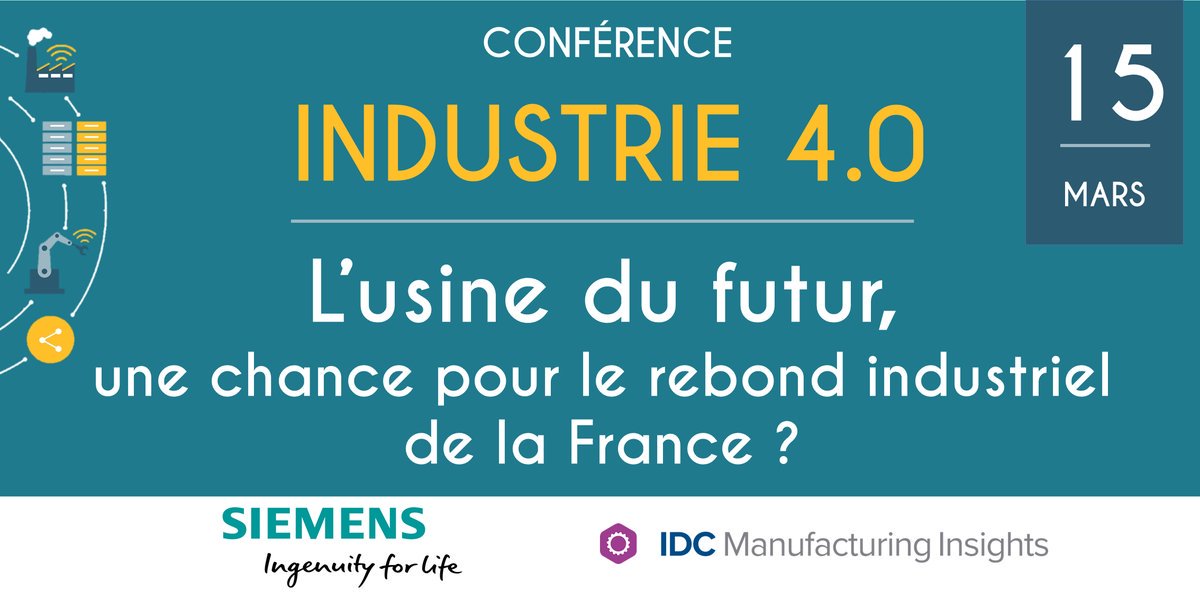 siemensSW_FR's tweet photo. Rendez-vous à partir de 14h l'intervention Thierry Obédé de @SiemensPLM_FR lors de la conférence @IDCFrance "INDUSTRIE 4.0 : L’usine du futur, une chance pour le rebond industriel de la France ?" #Industrie40 https://t.co/JIIPjGylDJ https://t.co/i2VgG9DFCk