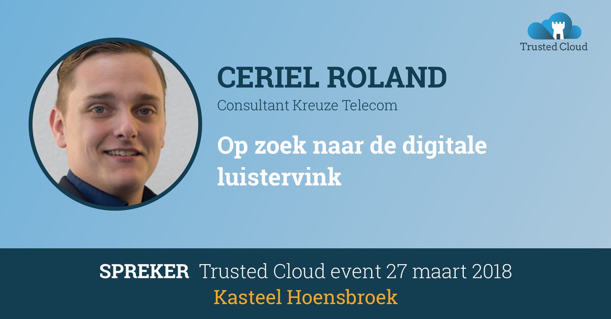TrustedCloudNL's tweet photo. “Op zoek naar de digitale luistervink”, het thema van Kreuze tijdens https://t.co/0M4LKvOnKt https://t.co/uchYCpgVNW