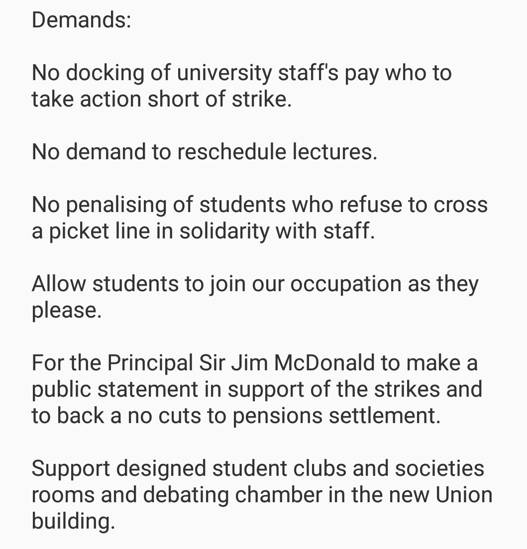 OccupiedStrath's tweet image. These are our demands, @UniStrathclyde