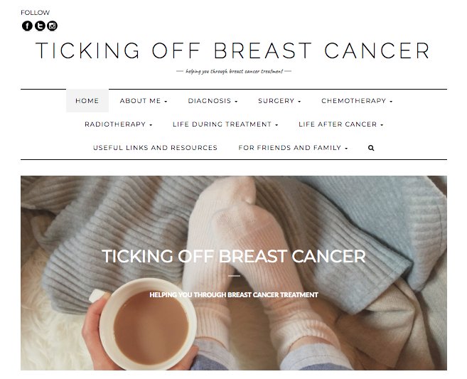 Yesterday we came across a really helpful #breastcancer website. It's called @Tickoffcancer and it's written by Sara, a cancer survivor living in the UK. Check it out in today's post 👇 #cancer #chemo #cancersupport #cancerresource #courage #illness

bit.ly/2tQ4Qb9