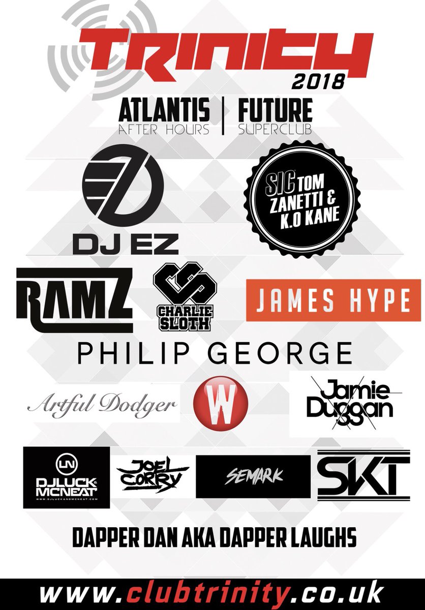 The summer lineup for Trinity in #Kavos is looking hot! 
Who are you hoping to see on your holiday ?
Be sure to see your Olympic Rep on arrival for the best value ticket + club package deals !