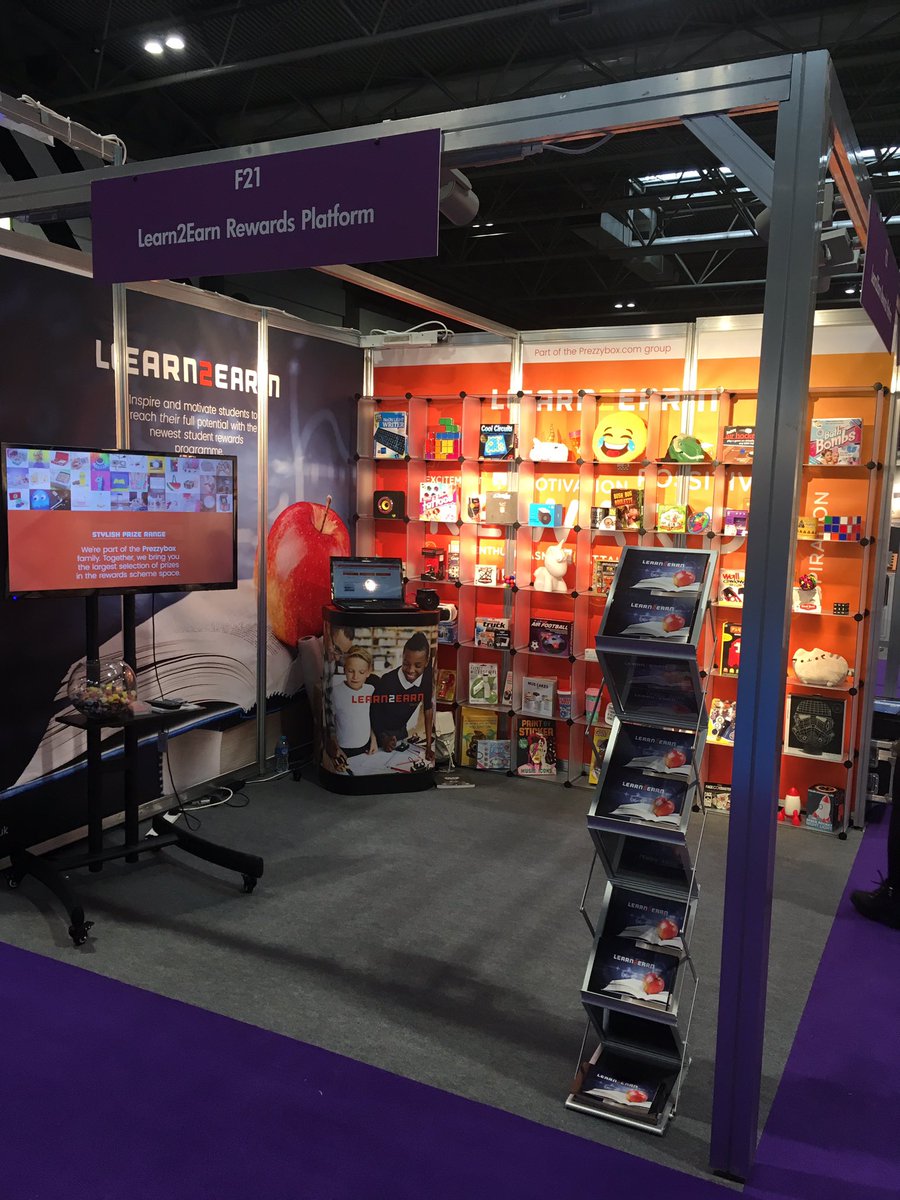 We're all set up at the @EducationShow NEC Birmingham! Come and visit us at stand F21 to learn about our school rewards platform #schoolrewards #school #edshow