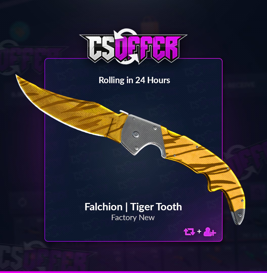 CSOFFERME's tweet image. 🎁 FALCHION KNIFE | TIGER TOOTH (FACTORY NEW) GIVEAWAY  🍆💦

* RT &amp;amp; FOLLOW

Winner picked in 24 hours! 😂