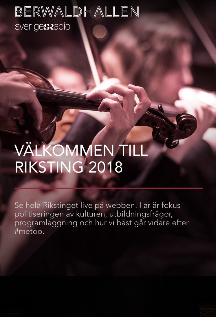 annacokorilo's tweet image. Årets Riksting för västerländsk konstmusik har utbildningsfrågor, programläggning och politisering av kulturen i fokus. @CillaBenko hälsar välkommen alla oss musikkollegor som gemensamt stärker konstmusikens roll i samhället. @Berwaldhallen @sverigesradio #riksting18 #scenkonst