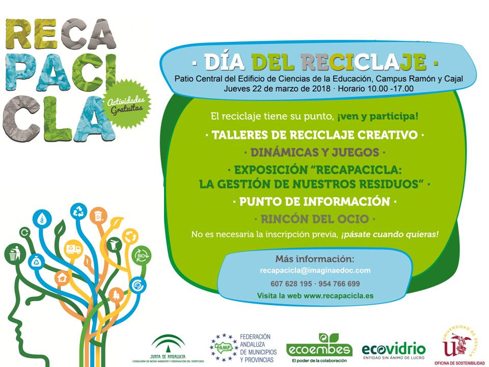 El próximo jueves 22 celebra con nosotros el Día del Reciclaje en la Facultad de Educación de la Universidad de Sevilla. sostenibilidad.us.es/index.php?id=1…