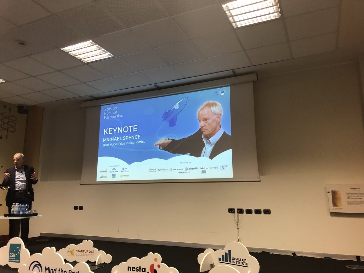 roxduranti's tweet photo. Sep Scale Up Summit: Nobel Prize Michael Spence Keynote speech#innovation #bancamediolanum #sepss18 #fintechdistrict. https://t.co/FpUqIyp22Q