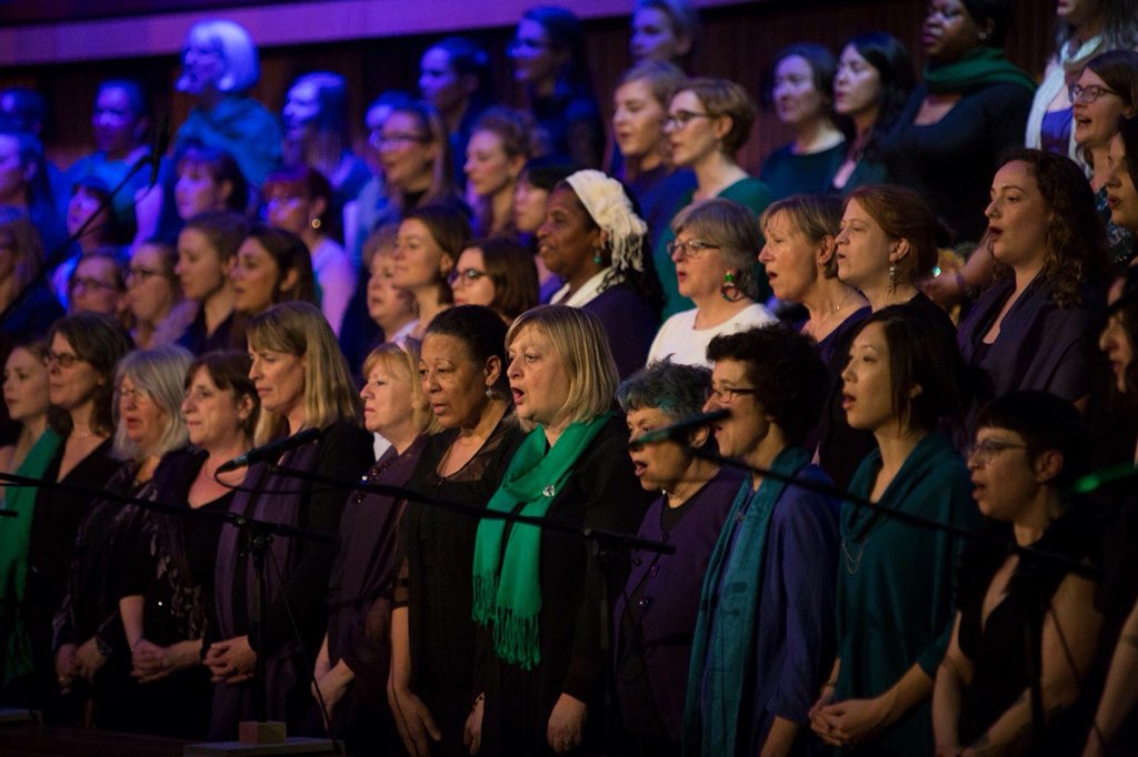 choose_nature_'s tweet image. Singing 🎤 in the #mirthcontrol choir at @WOWtweetUK being on that’s stage with an all female choir &amp;amp; orchestra was exhilarating, inspiring and powerful. Thank you to @jmaryondavies for sharing your  energy, leadership &amp;amp; talent so generously 🙌  #WOWLDN (images @southbankcentre)