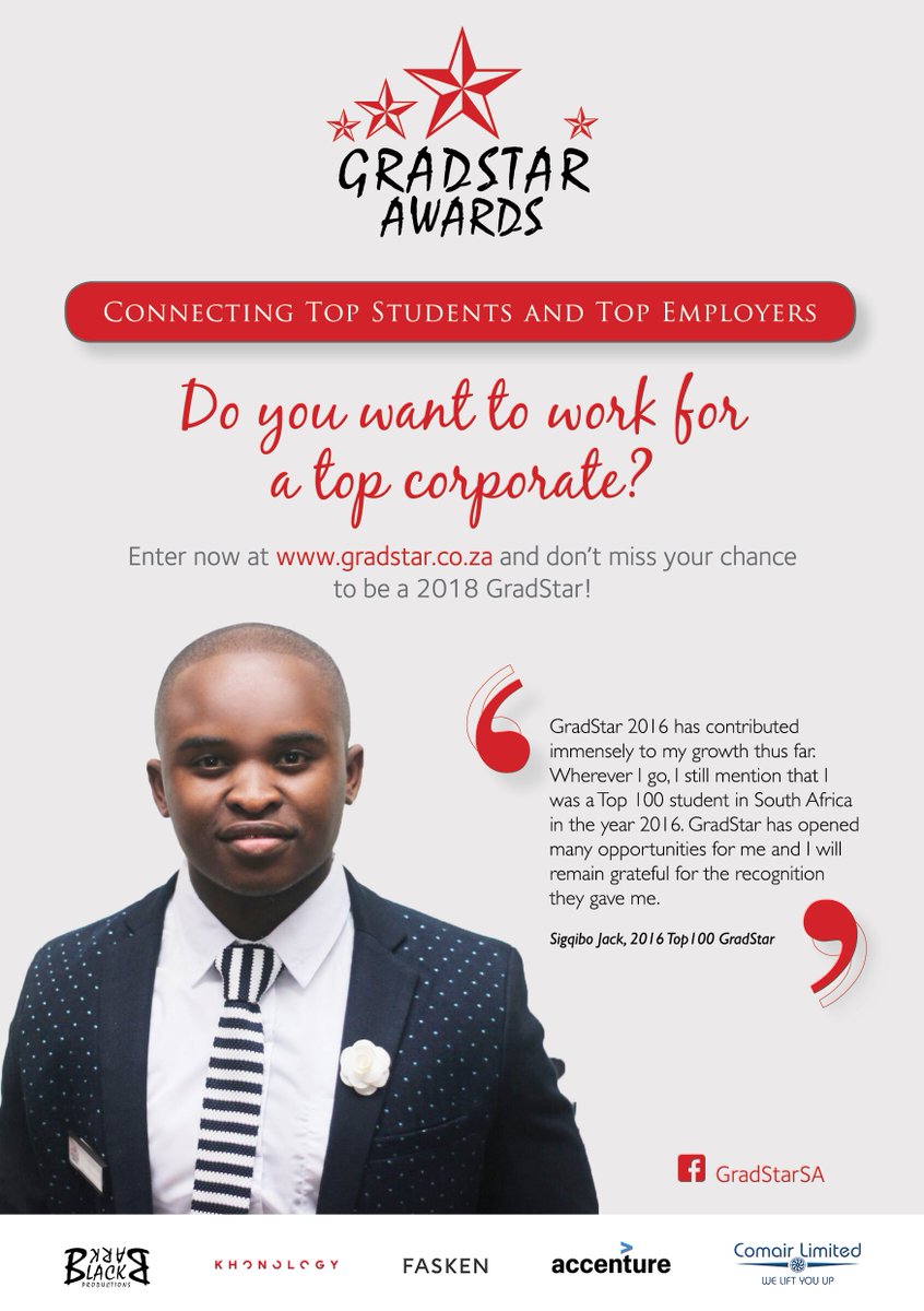 GradStarSA's tweet photo. The closing date for entries is fast approaching. Haven't entered yet? Don't wait until the last minute. Entries close on the 31st of March so enter NOW on https://t.co/TK8f2lQPhm. https://t.co/4fMo6ZnyNz