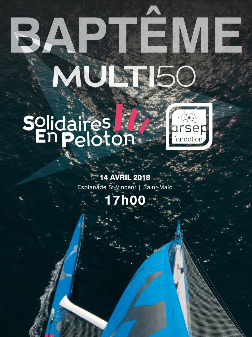 📆 SAVE THE DATE | Samedi 1⃣4⃣ AVRIL 2018, RDV Esplanade St-Vincent à <a href="/VilleSaintMalo/">Ville de Saint-Malo</a> pour assister au baptême du <a href="/Multi50/">Multi50</a> Solidaires En Peloton - ARSEP❗Nous vous attendons nombreux 🤗
Plus d'info sur l'event Fbk 👉 goo.gl/ZjLgvu