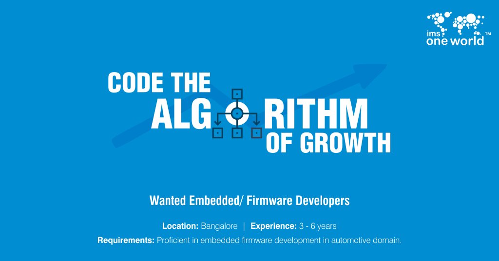 IMSoneworld's tweet image. Embedded/ Firmware Developers in Automotive Domain wanted. Having 3-6 years of experience in design, implementation, review and testing of Automotive RF based firmware.
Send your resume at: info@imsoneworld.com
#IMSOneWorld #Careers #EmbeddedDeveloper #FirmwareDeveloper