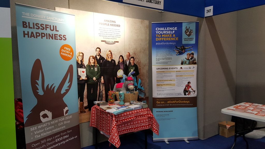 TDS_SouthWest's tweet photo. We are here! All set up at stand 245 @swbusinessexpo Make sure you pop and say hello! @DonkeySanctuary @SidmouthDonkeys https://t.co/LfnY8OxR2o