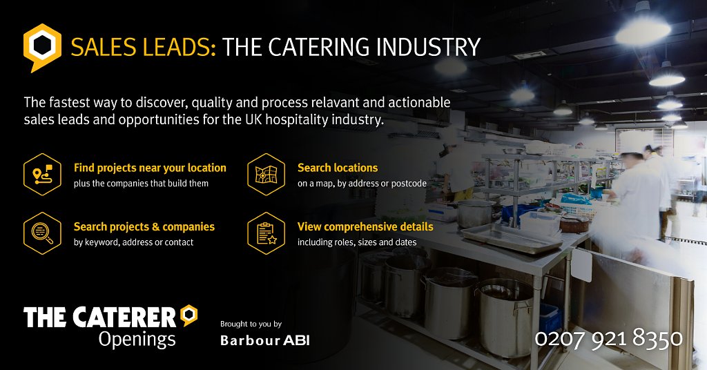 New Openings - New Venues - New Client Opportunities - call 020 7921 8350 OPENINGS from <a href="/Caterertweets/">The Caterer</a> and @BarbourABI