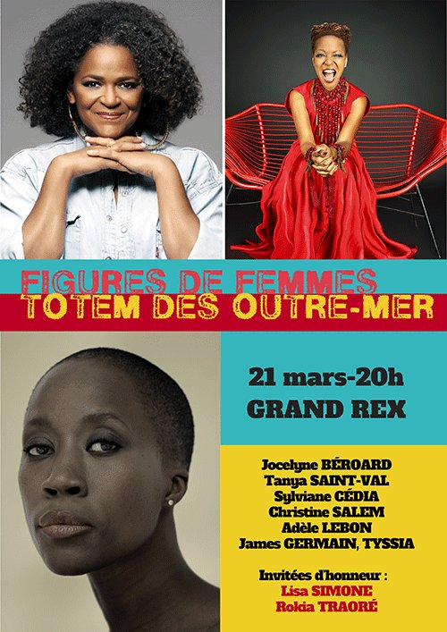 LaMerceriecom's tweet photo. #FiguresdeFemmesTotem des Outre-Mer, le spectacle musical, viendra clôturer le mercredi 21 mars à 20h sur la scène @LeGrandRex, 2 semaines de festivités autour des #femmes des #OutreMer. Création musicale marquée par les interventions de nombreux artistes et des duos inédits. https://t.co/g1tDlV6SZm