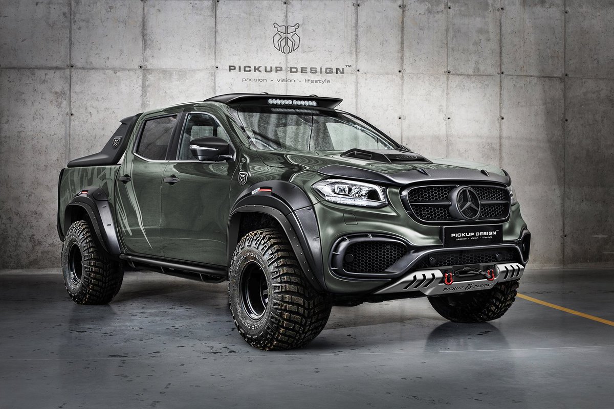 CarlexDesign's tweet image. If you prefer the beast rather than the beauty, and fancy the design of our sporty body kit, you will absolutely love the Mercedes X-Class Exy OFF-ROAD. It features a number of off-road parts, e.g. a raised suspension, all terrain tyres, roof lights and a winch.