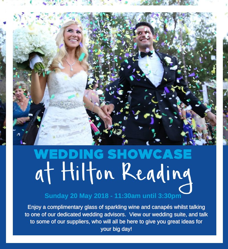 Join Hilton Reading Hotel on 20th May for their Wedding Showcase to enjoy a complimentary glass of sparkling wine, canapés, view their wedding suite and chance to speak to one of their dedicated wedding advisors and selection of suppliers #Wedding #Reading bit.ly/2tQtQPG