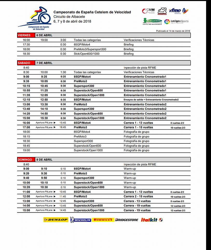 Horarios 1ª prueba #campeonatocetelemvelocidad <a href="/CircuitAlbacete/">Circuito de Albacete</a>!!! En nada arrancamos!!!