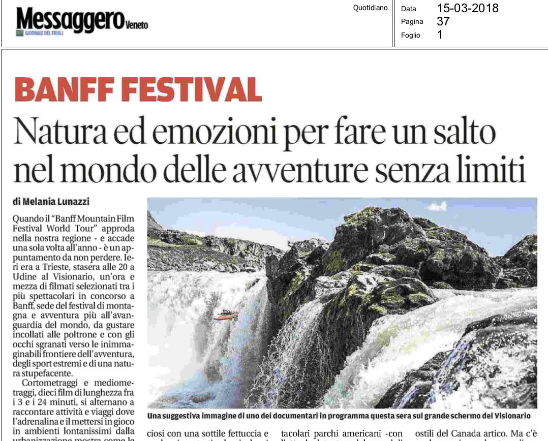 Da non perdere, stasera a Udine @cecudine @RaggioA @BanffMtnFest @BanffItalia @messveneto #avventura #alpinismo #montagna #esplorazione