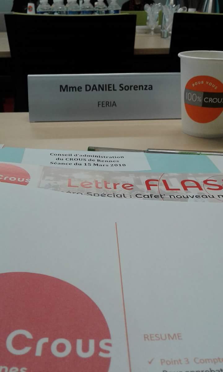 Les élus FERIA sont présents aujourd'hui en Conseil d'Administration du CROUS pour défendre les intérêts des étudiants ! 🍀